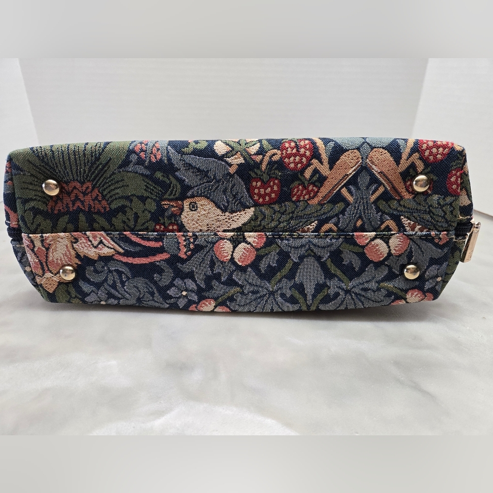 Signare Strawberry Thief Blue Floral Tapestry Handbag- Multicolor Double Handles - Picture 4 of 7